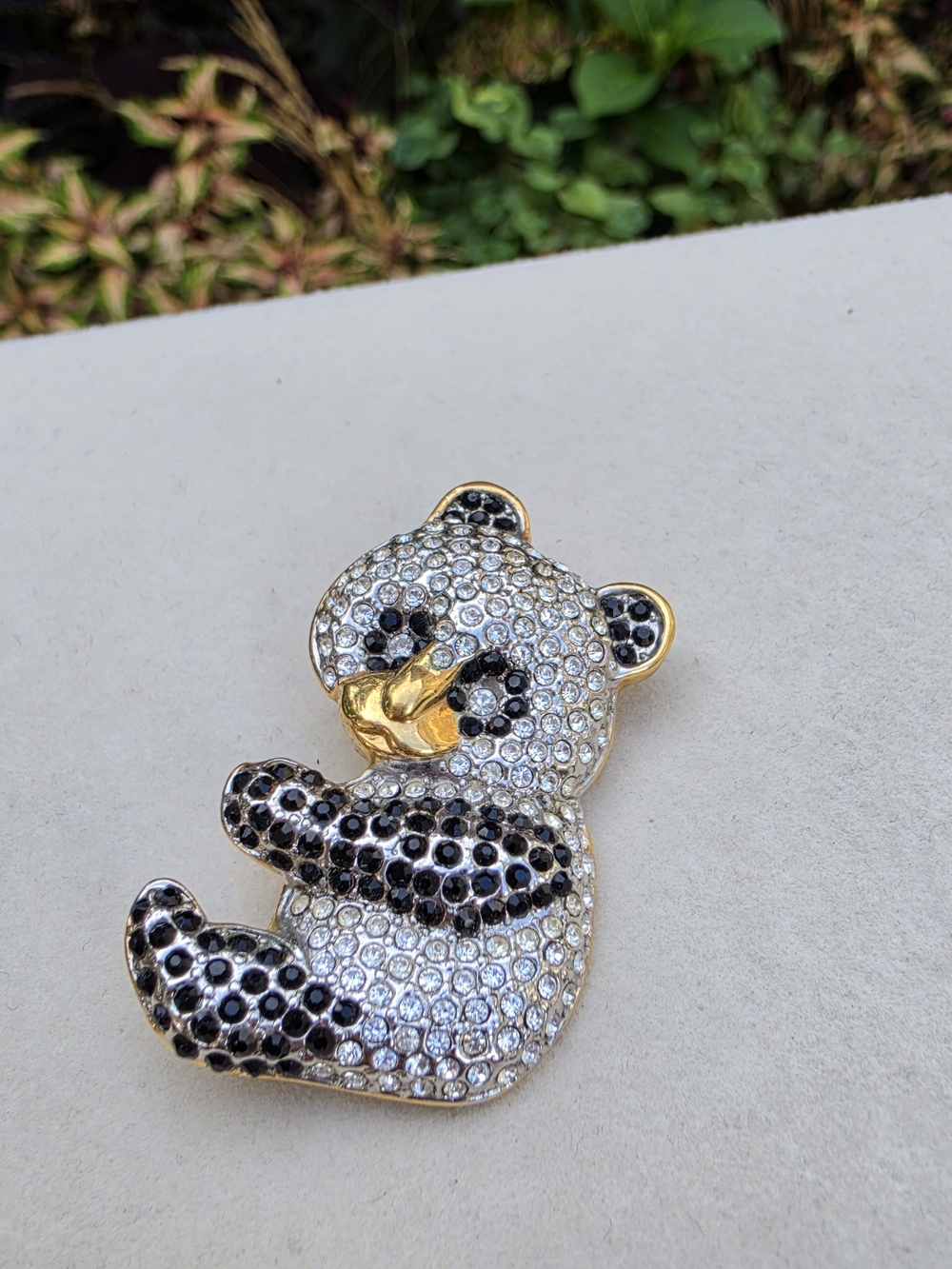 Butler: Sparkling Gold & Black Panda Brooch